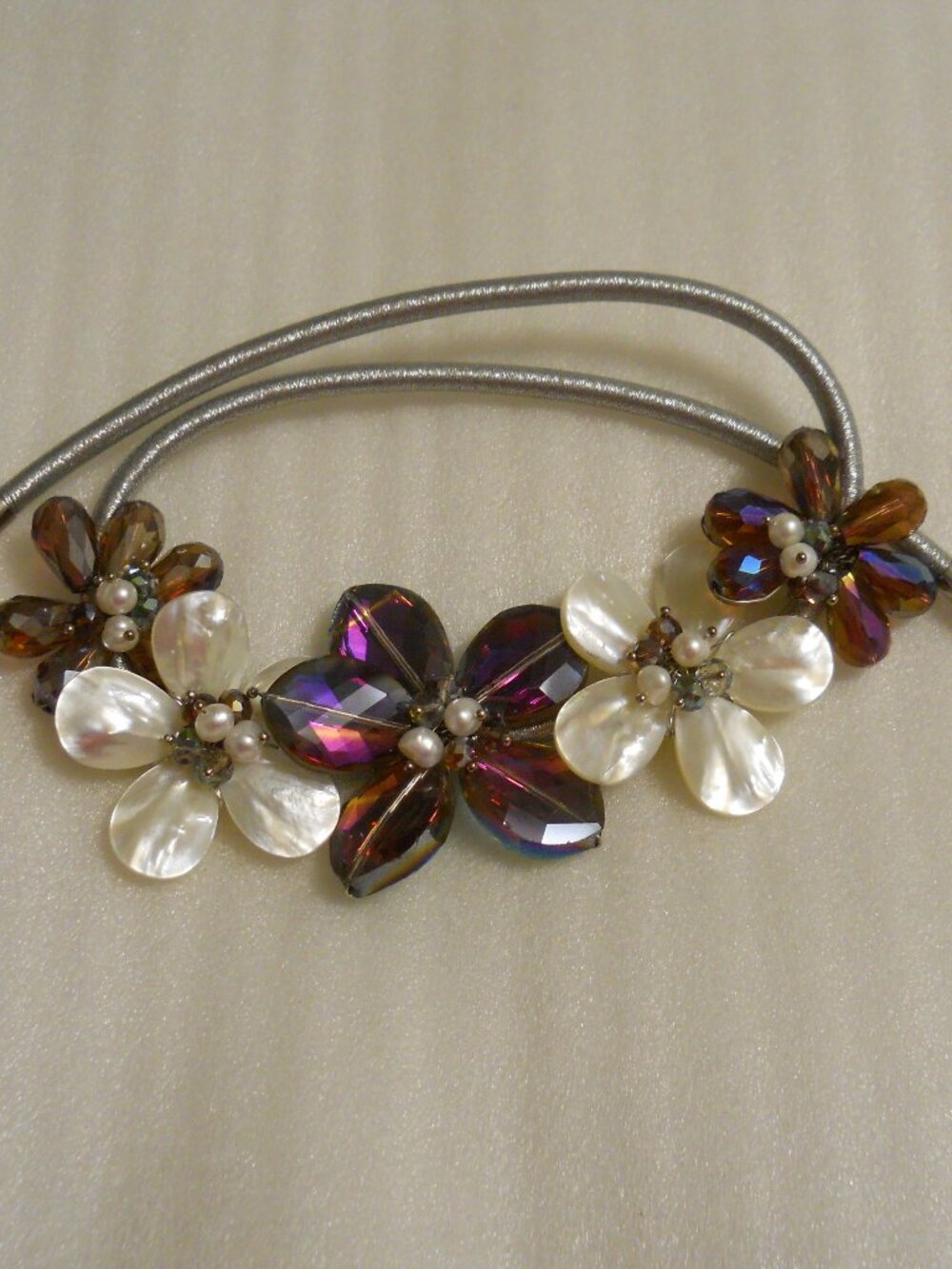 Mixed Material Floral Choker  730